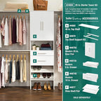 ClosetMaid SuiteSymphony Wood Closet Organizer System, 25-Inch Starter Kit with Tower and 3 Hang Rods and Shelving, Adjustable Shelves, Customizable Insert, Reach-in or Walk-in Closets, Pure White