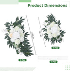 2 Pcs White Wedding Arch Flowers Set, Large 23.6 in & Small 15.7 in Artificial Floral Swag for Outdoor Wedding Decorations, Pre-Assembled for Easy Installation, Polyester Flowers for Longevity