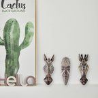OTARTU 5 by 14 inch African Animal Giraffe Mask Wall Decor Sculpture Hand Carved Geometric on the Surface,Africa Style Wall Plaque