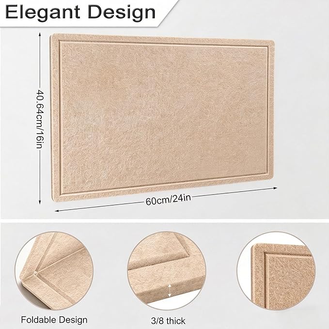 Cork Board Alternative, Decorative Foldable Felt Bulletin Board 24 * 16 Inches, Alternative Photo Board Self-Adhesive Vision Board, Decorative Pin Board (Rectangle Light Camel)