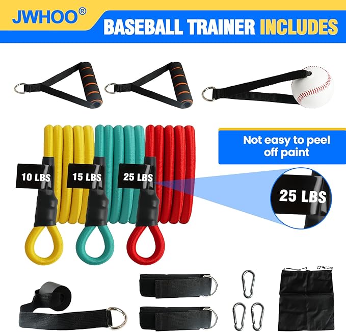 Baseball Resistance Arm Bands - Baseball Bands for Arm Strength, Durable Baseball Bands with Interchangeable Grips, Ideal for Baseball Training, Warm-Ups & Beginner Learning