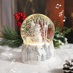 Christmas Snow Globe Musical Snowman Country Village Silver Xmas Tree White Water Snow Globes LED Light Change Music Box Home Christmas Decor for Kids Snowman Snow Globes