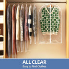 60" Dress Bags for Gowns, 12 Packs All Clear Garment Bags for Hanging Clothes, Plastic Waterproof Dress Cover with Zipper for Dresses, Coats, Uniforms (Set of 12)