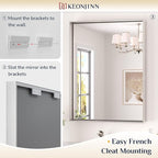Keonjinn 55 x 36 in Brushed Nickel Bathroom Mirror for Over Sink, Rectangular Silver Metal Framed Rectangular Vanity Wall Mirror Square Corner Modern Farmhouse Rectangle Mirror(Horizontal/Vertical)