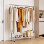 EAGMAK Sturdy Clothing Racks for Hanging Clothes – Metal Clothes Rack with Shelf, Portable Garment Rack for Closet Storage, Laundry Drying & Small Space Clothes Organization, Silver