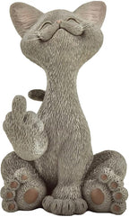 Catitude Whimsical Cat Raising Middle Finger Figurine - Hilarious Get Ready for Laughs - Stress Relief - Gifts for Cat Lovers,