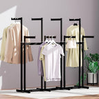 Retail Clothing Rack - for Hanging Clothes, Rolling Metal Garment Racks Heavy Duty, Black Commercial Clothing Display Rack, Clothes Organizer with Wheels (8 Arm,Black)