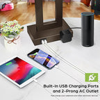 TOBUSA 28’’ Tall Brown Lamps for Living Rooms Set of 2, Modern Touch Control Table Lamps for Bedroom, 3 Way Dimmable Bedside Lamps with 2 USB Ports&AC Outlet, High-end Decor Lamp for Home Office
