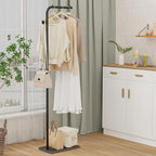OUTBROS Coat Rack, Portable L-shaped Clothes Rack with Hook, Modern Hanger, Sturdy Freestanding Metal Clothing Rack, Used in Bedroom, Entrance and Living Room, 15.3 x 10.2 x 70.8 inch, Black