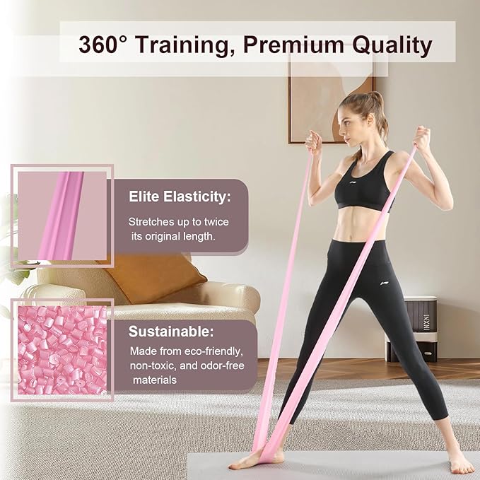 Resistance Bands, Figure 8 Resistance Band, 4 Pack - Latex-Free Exercise Bands for Home Gym, Strength Training & Physical Therapy | Yoga, Pilates, Glute Workouts | Portable Elastic Bands