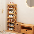 Simcat Bamboo Shoe Rack, Portable Folding Shoe Storage Rack,No Installation Free Standing Shoe Rack for Entryway, Closet, Dorm/Small Spaces (7 Tier)