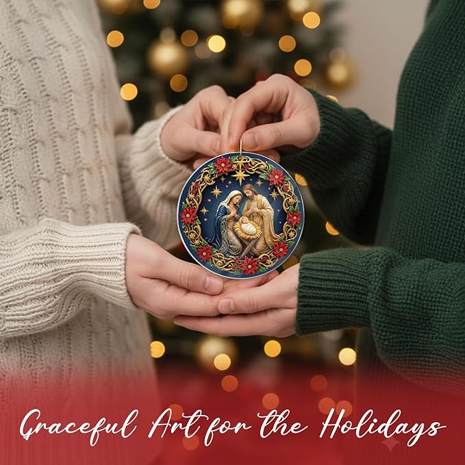 Nativity Christmas Ornament 2025 - Christian Christmas Ornaments – Religious Oranament – Christmas Tree Ornament – Religious Holiday Keepsake Gift