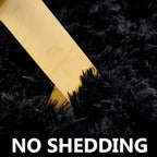 FJZFING Black Round Rug Ultra-Soft Plush Modern 6x6 Circle Area Rug for Kid's Bedroom, Fluffy Shag Circular Rug for Nursery Room, Non-Slip Home Decor Cute Black Carpet for Teen's Room