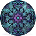 Wall Picture, with Stained Glass Pattern Printed Circular Iron Hanging Picture,Wall Art Decor,Home for Bedroom Living Room Bathroom Decor,Iron Painting 11.8X11.8 in