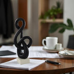 16" Modern Abstract Ribbon Decorative Sculpture, Knot Sculptures,Home Decor,Coffee Table Statues,Dining Living Room Desk Decor,Musical Note,Black