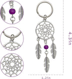 AUEAR, 6 Pack Dream Catcher Keychain Silver Handmade Key Ring for Bag Ornament Accessories DIY Jewelry Crafts