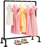 Kids Pipes Dress up Clothing Rack, Kids Clothes Rack, Child Garment Rack, Hanging Clothes Rod Storage Shelf Organizers Shelves Shelving, Black Metal