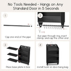 Over the Door Hat Rack - 3-Layer Design Hat Organizer Holds 30-36 Hats with 10 Hooks, Ideal Hat Rack for Door, Over the Door Organizer for Closet, Apartment, Bedroom, Dorm, 2 Pack, Black