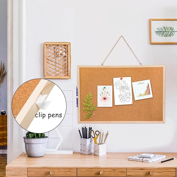 Lyellfe 3 Pack Cork Boards for Walls, 24''L x 16''W Large Bulletins Board with Frame, Push Pins, Thick Notice Board for Office School Home Decor, Two-Side Cork