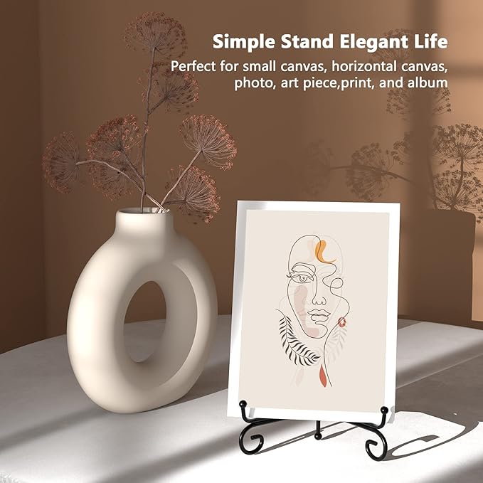 8 Inch 4 Pack Iron Display Stand, Metal Easel Stand for Picture Frame, Black Wire Iron Easel Plate Holder Dish Stand for Displaying Pictures, Decoration Plates, Books Dishes and Arts