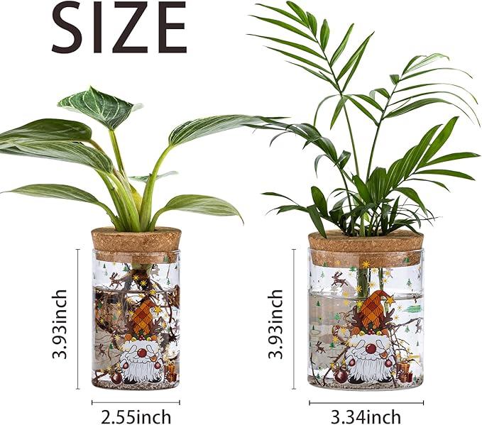 Christmas Vases, 2 Sizes Propagation Jars with Christmas Decorations Patterns, Desktop Glass Hydroponic Planter for Plant Cuttings, for Plant Lovers (18)