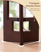 EDISHINE Wood Table Lamp, 13.5" Small Bedside Lamp, Beige Linen Shade, Rosewood Cylinder Nightstand Lamp for Bedroom Living Room, On-Off Line Switch, E26 Base (Bulb Not Included)