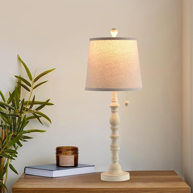 Lamps Set of 2 Modern Farmhouse Table Lamp Bedside Reading Lamps Living Room End Tables Set Lamps for Night Stands Bedroom Night Lamp,High 26.25 Inch, (White (Single Pack), High 27 inches)