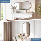 Sweetcrispy 24" x 48" Black Bathroom Mirror for Wall, Oval Walls Mirror with Metal Frame, Tempered Glass, Modern Vanity Mirrors for Over Sink, Living Room, Bedroom, Entryway, Horizontal or Vertical