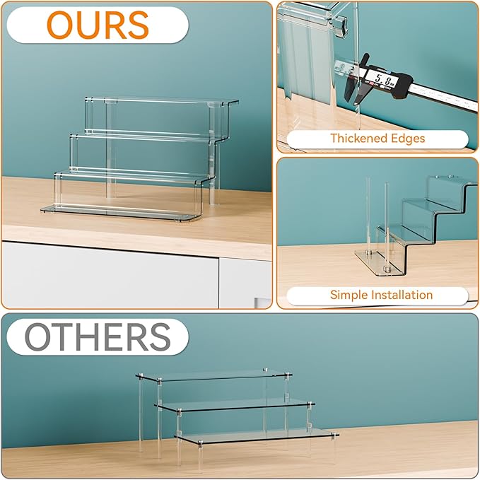 Yieach 4 Tier Clear Riser Display Stand - Tool-Free Assembly - 9 Inch Figure Display,Perfume Stand Organizer and Cologne Shelf,Small Acrylic Stands for Fragrance,Figure,Car,Collectibles and Funko Pop