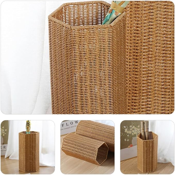 Mobestech Artificial Rattan Umbrella Holder for Indoor Use Large Capacity Plastic Umbrella Storage Stand for Entryway Versatile Design for Home and Office Also Great for Yoga Mat Storage