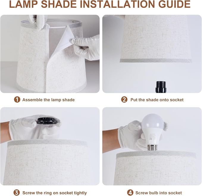 Lamps Set of 2 Modern Farmhouse Table Lamp Bedside Reading Lamps Living Room End Tables Set Lamps for Night Stands Bedroom Night Lamp,High 27 Inch,Black,With Fabric Lamp Shade,Bulb Not Included