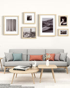 Egofine A4 Picture Frames Set of 4, Made of Solid Wood Covered by Plexiglass 5x7 and 6x8 with Mat or A4 without Mat, for Table Top Display and Wall Mounting Photo Frame Oak Wood
