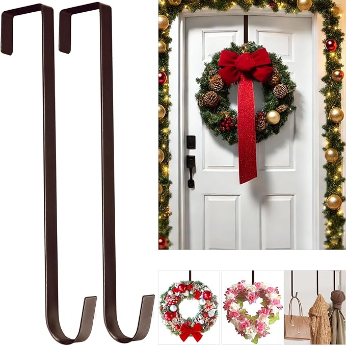 12" Metal Wreath Door Hanger, Non-Scratch Wreath Hangers for Front Door