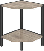 Corner Shelf Stand, 2 Tier Industrial Corner Bookshelf, Multipurpose Standing Corner Display Shelf Countertop Organizer for Living Room Kitchen Bedroom Office, Greige