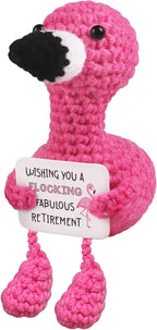 WenmthG Mini Positive Flamingo Crochet Doll - Funny Appreciation Gift for Women Men Couple Positive Crochet Animals Emotional Cheer Up Support Handmade Flamingo Birthday Retirement Decoration Gift