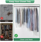 Translucent Garment Bags for Hanging Clothes - Frosted Clothes Storage Bags for Suits, Dresses, Closet Storage - 6 Pack