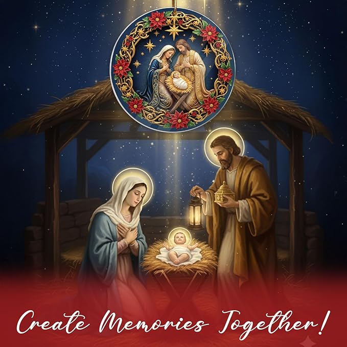 Nativity Christmas Ornament 2025 - Christian Christmas Ornaments – Religious Oranament – Christmas Tree Ornament – Religious Holiday Keepsake Gift
