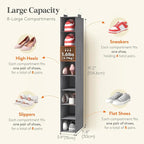 Lifewit Closet Shoe Organizer Hanging 8 Section, Collapsible Closet Organizers and Storage for Shelf, Shoe Hanger for Wardrode, Dorm, 11.8" L X 5.9" W X 41.1" H, Gray