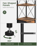 CHOEZON Corner Shelf with Drawer, Narrow Corner Bookshelf, Standing Bookcase, Storage Shelf with Anti-tip, Industrial Display Shelf for Small Spaces, Rustic Brown and Black TCJ76BF
