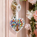 Tree of Life Stained Glass Ornament Christmas Tree Decorations Heart Shape Crystal Ornaments Holiday Presents Idea Car Hanging Ornaments Unique Keepsale for Mom Wife Friend Sister