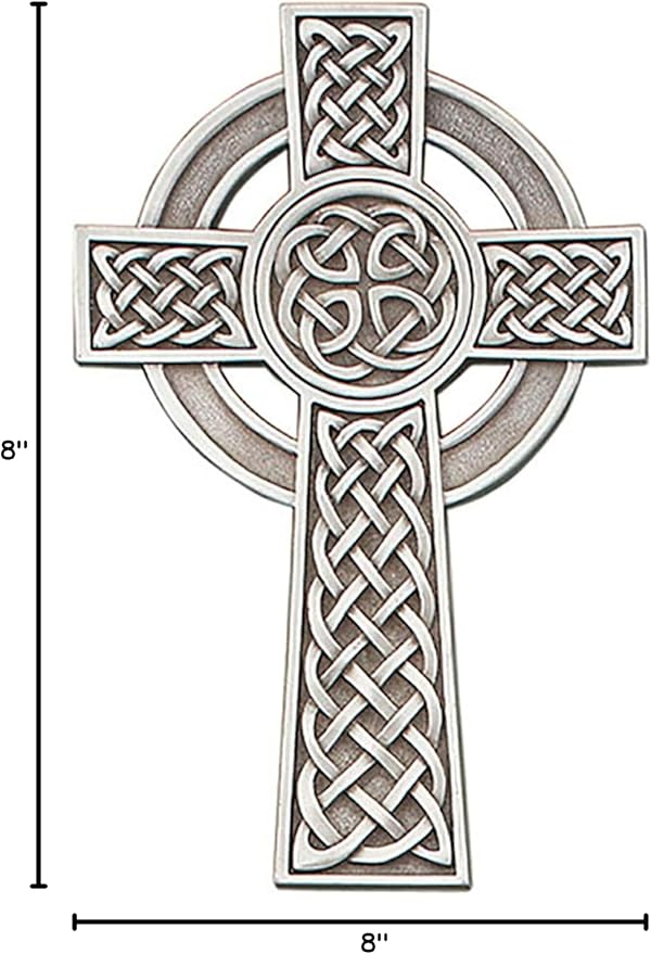 Christian Brands Crucifixes - Pewter Knotted Celtic Hanging Wall Cross, 8" H, Antiqued Finish