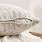 MIULEE Pack of 4 Couch Throw Pillow Covers 22x22 Inch Cream Soft Decorative Chenille Pillow Covers Farmhouse Accent Cushion Covers for Boho Spring Home Decor Sofa Bedroom Living Room