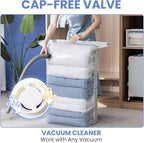 8 Pack Vacuum Storage Bags, Cube Combo (3 Jumbo+5 Medium), Vacuum Seal Bags for Clothing, Bedding, Blanket, Space Saving Closet Organization