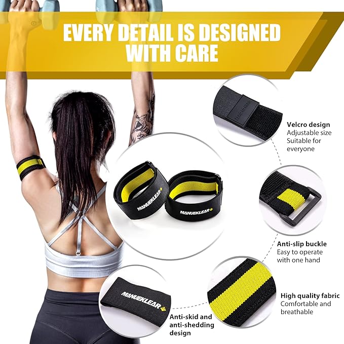 MANUEKLEAR Blood Flow Restriction Bands for Women Glutes Leg, Booty Bands for Women Butt Lift, BFR Occlusion Thigh Bands for Workout Squat Hip Building