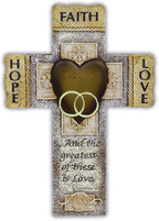 Faith, Hope, and Love Marriage Wall Cross, Wedding, Engagement, and Vow Renewal Couples Gift, Wall Crosses with Bible Verse, 7.25-inch by 10.5-inch, by Abbey & CA Gift