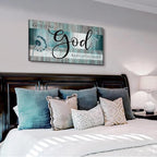 Christian Wall Decor Bible Verse Wall Art Give It to God and Go to Sleep Bedroom Pictures Faith Quote Canvas Painting Teal Religious Scripture Poster Dandelion Artwork Living Room Decorations 20x40"