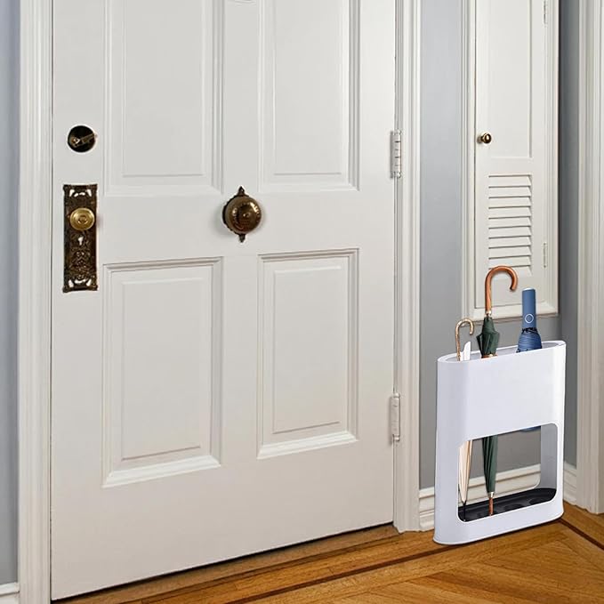 Umbrella Stand, Fashion Thickened Hollow Design Umbrella Holder with Detachable Water Collection Box for Home Indoor Entryway
