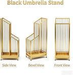 Indoor Gold Umbrella Stand with Drip Tray, Minimalist Luxury Design, Stylish Gold Umbrella Holder for Entryway, Living Room, Hotel, Easy to Clean & Space-Saving