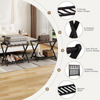26.77" L Luggage Rack for Guest Room - Set of 2 Full Assembled Luggage Rack Stand for Suitcases, Foldable Luggage Holders with Shoe Shelf for Bedroom, Hotel (Black Bamboo Suitcase Stands)