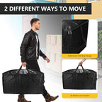 Extra Large Storage Bags Set Heavy Duty Moving Totes with Handles, Zippers-Way Carrying Design Fold Flat Storage Totes for Space Saving (Black, 12 Park-2 Moving bag & 10 Vacuum Seal Bags)